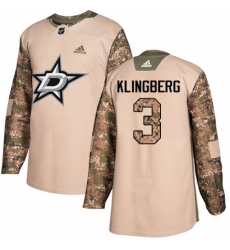 Men's Adidas Dallas Stars #3 John Klingberg Authentic Camo Veterans Day Practice NHL Jersey
