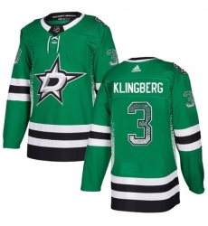 Men's Adidas Dallas Stars #3 John Klingberg Authentic Green Drift Fashion NHL Jersey