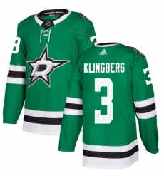 Men's Adidas Dallas Stars #3 John Klingberg Authentic Green Home NHL Jersey