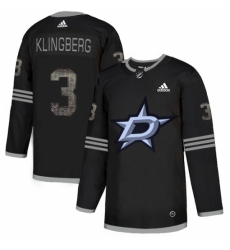 Men's Adidas Dallas Stars #3 John Klingberg Black Authentic Classic Stitched NHL Jersey