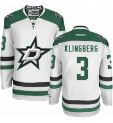 Men's Reebok Dallas Stars #3 John Klingberg Authentic White Away NHL Jersey