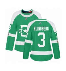 Women's Dallas Stars #3 John Klingberg Authentic Green 2020 Winter Classic Hockey Jersey