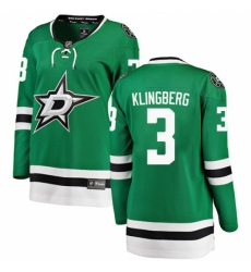 Women's Dallas Stars #3 John Klingberg Authentic Green Home Fanatics Branded Breakaway NHL Jersey