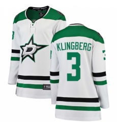 Women's Dallas Stars #3 John Klingberg Authentic White Away Fanatics Branded Breakaway NHL Jersey