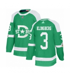 Youth Dallas Stars #3 John Klingberg Authentic Green 2020 Winter Classic Hockey Jersey