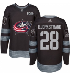 Men's Adidas Columbus Blue Jackets #28 Oliver Bjorkstrand Authentic Black 1917-2017 100th Anniversary NHL Jersey