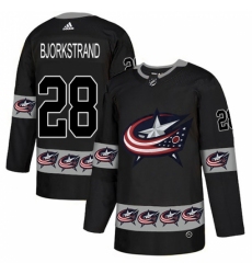 Men's Adidas Columbus Blue Jackets #28 Oliver Bjorkstrand Authentic Black Team Logo Fashion NHL Jersey