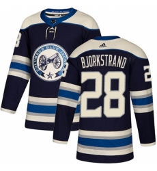 Men's Adidas Columbus Blue Jackets #28 Oliver Bjorkstrand Authentic Navy Blue Alternate NHL Jersey
