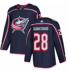 Men's Adidas Columbus Blue Jackets #28 Oliver Bjorkstrand Authentic Navy Blue Home NHL Jersey