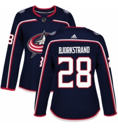 Women's Adidas Columbus Blue Jackets #28 Oliver Bjorkstrand Authentic Navy Blue Home NHL Jersey