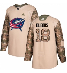 Men's Adidas Columbus Blue Jackets #18 Pierre-Luc Dubois Authentic Camo Veterans Day Practice NHL Jersey