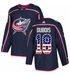 Men's Adidas Columbus Blue Jackets #18 Pierre-Luc Dubois Authentic Navy Blue USA Flag Fashion NHL Jersey