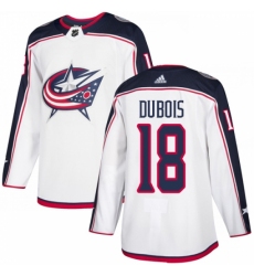Men's Adidas Columbus Blue Jackets #18 Pierre-Luc Dubois White Road Authentic Stitched NHL Jersey