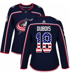 Women's Adidas Columbus Blue Jackets #18 Pierre-Luc Dubois Authentic Navy Blue USA Flag Fashion NHL Jersey