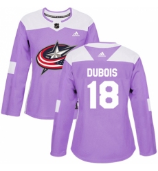 Women's Adidas Columbus Blue Jackets #18 Pierre-Luc Dubois Authentic Purple Fights Cancer Practice NHL Jersey