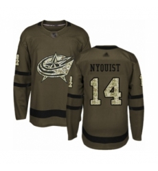 Men's Columbus Blue Jackets #14 Gustav Nyquist Authentic Green Salute to Service Hockey Jersey