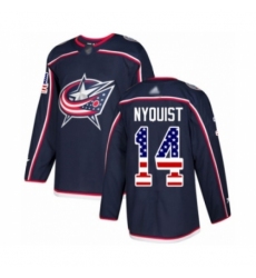 Men's Columbus Blue Jackets #14 Gustav Nyquist Authentic Navy Blue USA Flag Fashion Hockey Jersey