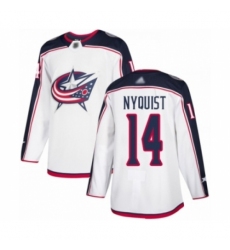 Men's Columbus Blue Jackets #14 Gustav Nyquist Authentic White Away Hockey Jersey