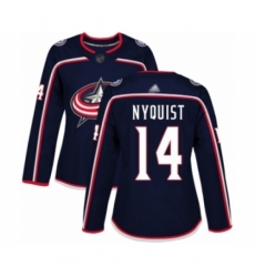 Women's Columbus Blue Jackets #14 Gustav Nyquist Authentic Navy Blue Home Hockey Jersey