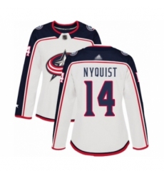 Women's Columbus Blue Jackets #14 Gustav Nyquist Authentic White Away Hockey Jersey
