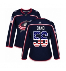 Women's Columbus Blue Jackets #56 Marko Dano Authentic Navy Blue USA Flag Fashion Hockey Jersey