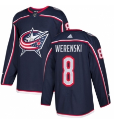 Men's Adidas Columbus Blue Jackets #8 Zach Werenski Authentic Navy Blue Home NHL Jersey