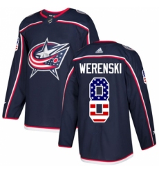 Men's Adidas Columbus Blue Jackets #8 Zach Werenski Authentic Navy Blue USA Flag Fashion NHL Jersey