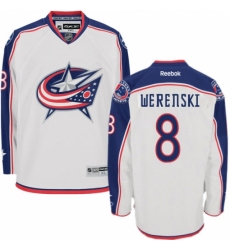 Men's Reebok Columbus Blue Jackets #8 Zach Werenski Authentic White Away NHL Jersey