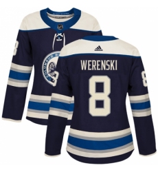 Women's Adidas Columbus Blue Jackets #8 Zach Werenski Authentic Navy Blue Alternate NHL Jersey