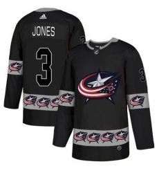 Men's Adidas Columbus Blue Jackets #3 Seth Jones Authentic Black Team Logo Fashion NHL Jersey