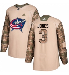 Men's Adidas Columbus Blue Jackets #3 Seth Jones Authentic Camo Veterans Day Practice NHL Jersey