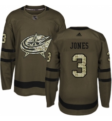 Men's Adidas Columbus Blue Jackets #3 Seth Jones Authentic Green Salute to Service NHL Jersey