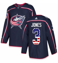 Men's Adidas Columbus Blue Jackets #3 Seth Jones Authentic Navy Blue USA Flag Fashion NHL Jersey