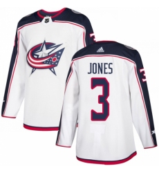 Men's Adidas Columbus Blue Jackets #3 Seth Jones White Road Authentic Stitched NHL Jersey