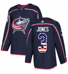 Youth Adidas Columbus Blue Jackets #3 Seth Jones Authentic Navy Blue USA Flag Fashion NHL Jersey