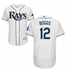 Men's Majestic Tampa Bay Rays #12 Wade Boggs Home White Flexbase Authentic Collection MLB Jersey