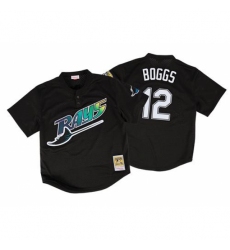 Men's Mitchell and Ness 1998 Tampa Bay Rays #12 Wade Boggs Authentic Black Throwback MLB Jersey