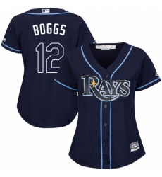 Women's Majestic Tampa Bay Rays #12 Wade Boggs Authentic Navy Blue Alternate Cool Base MLB Jersey