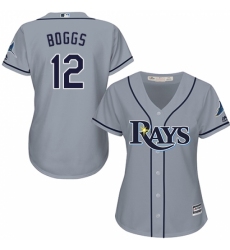 Women's Majestic Tampa Bay Rays #12 Wade Boggs Replica Grey Road Cool Base MLB Jersey