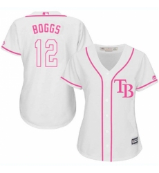 Women's Majestic Tampa Bay Rays #12 Wade Boggs Replica White Fashion Cool Base MLB Jersey