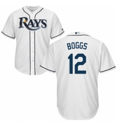 Youth Majestic Tampa Bay Rays #12 Wade Boggs Authentic White Home Cool Base MLB Jersey