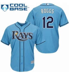 Youth Majestic Tampa Bay Rays #12 Wade Boggs Replica Light Blue Alternate 2 Cool Base MLB Jersey