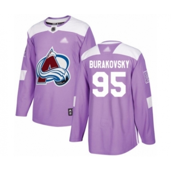 Men's Colorado Avalanche #95 Andre Burakovsky Authentic Purple Fights Cancer Practice Hockey Jersey Men's Colorado Avalanche #95 Andre Burakovsky Authentic Purple Fights Cancer Practice Hockey Jersey