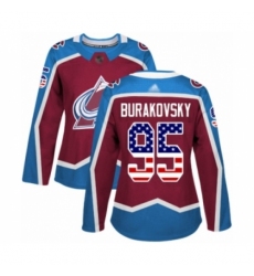 Women's Colorado Avalanche #95 Andre Burakovsky Authentic Burgundy Red USA Flag Fashion Hockey Jersey