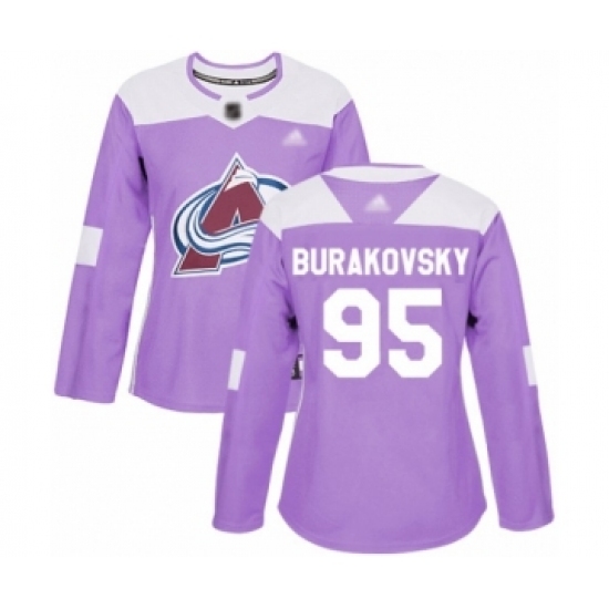 Women's Colorado Avalanche #95 Andre Burakovsky Authentic Purple Fights Cancer Practice Hockey Jersey Women's Colorado Avalanche #95 Andre Burakovsky Authentic Purple Fights Cancer Practice Hockey Jersey