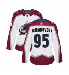 Women's Colorado Avalanche #95 Andre Burakovsky Authentic White Away Hockey Jersey