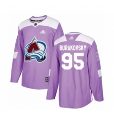 Youth Colorado Avalanche #95 Andre Burakovsky Authentic Purple Fights Cancer Practice Hockey Jersey