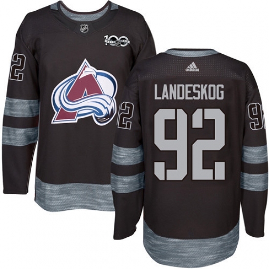 Men's Adidas Colorado Avalanche #92 Gabriel Landeskog Authentic Black 1917-2017 100th Anniversary NHL Jersey Men's Adidas Colorado Avalanche #92 Gabriel Landeskog Authentic Black 1917-2017 100th Anniversary NHL Jersey