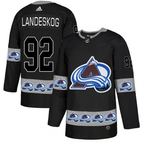Men's Adidas Colorado Avalanche #92 Gabriel Landeskog Authentic Black Team Logo Fashion NHL Jersey Men's Adidas Colorado Avalanche #92 Gabriel Landeskog Authentic Black Team Logo Fashion NHL Jersey