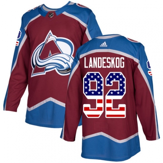 Men's Adidas Colorado Avalanche #92 Gabriel Landeskog Authentic Burgundy Red USA Flag Fashion NHL Jersey Men's Adidas Colorado Avalanche #92 Gabriel Landeskog Authentic Burgundy Red USA Flag Fashion NHL Jersey